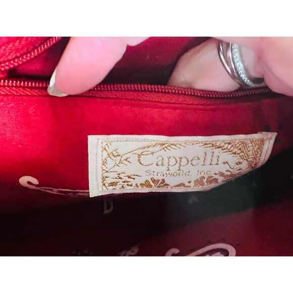 Cappelli Straworld Shoulder Bag Snap Closure Red Lined Zip Pocket - Picture 11 of 11